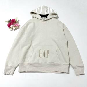 GAP ギャップ パーカー 裏起毛 フード ロゴ ポケット ベージュ サイズS 大きめ メンズ ユニセックス