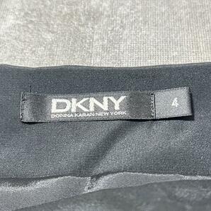 DKNY ダナキャラン ひざ丈スカート フレア 総柄 シルク サイズ4 ブラック ホワイト 黒 白の画像6