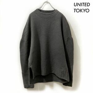 【送料無料】UNITED TOKYO ユナイテッドトウキョウ★クルースリットニット チャコール