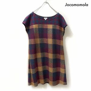 【送料無料】Jocomomola ホコモモラ★チェック柄 フレンチ袖ワンピース ウール素材