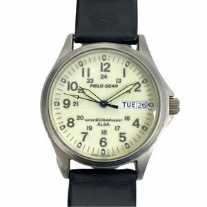 【イチオク】 セイコー SEIKO アルバ ALBA フィールドギア FIELD GEAR クォーツ ホワイト文字盤 V743-8000 腕時計 ベルト カレンダー 訳有