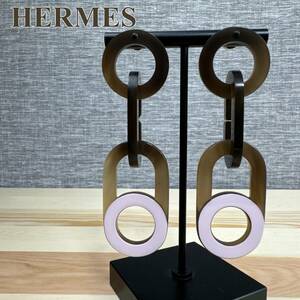 エルメス HERMES ピアス バッファローホーン ラッカー