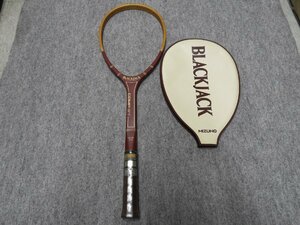 未使用　レトロ　ヴィンテージ　ミズノ　木製　軟式　テニスラケット　BLACKJACK COMP・ST モデルＸ　ケース付　（4656）