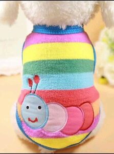 犬･猫の服 タンクトップ 虹色 イモムシ柄
