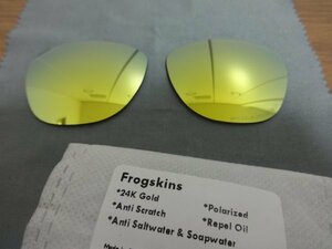 限定３セットPOLARIZED刻印入り！★OAKLEY Frogskins フロッグスキン用 ハイグレード偏光 レンズ 24K GOLD Color Frogskin　ANTISALT・OIL