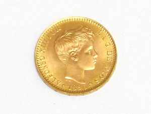 【648】 稀少 スペイン 20ペセタ ALFONSO ⅩⅢ アルフォンソ13世 1896 金貨
