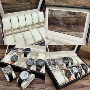 ★新品 腕時計 12本収納 天板ガラス レザーケース 仕切り板付け外し可能 鑑賞 コレクションの画像10