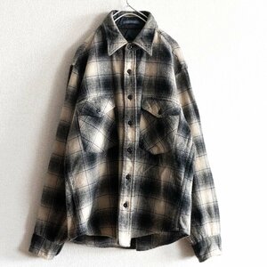 【雰囲気抜群】PENDLETON【70s オンブレ シャドー チェック シャツ】 ウール 古着 ヴィンテージ 2402182