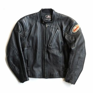 [ beautiful goods ]KUSHITANI[exalito racing jacket ]LL black leather rider's jacket Kushitani u2402113
