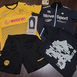 送料無料　まとめ売り　レディース　メンズ　Tシャツ　トレーナー　DESCENTE　サッカー ユニフォーム 上下セット　ドルトムント