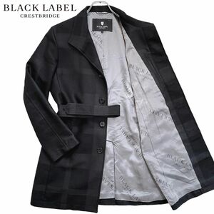 BLACK LABEL CRESTBRIDGE ブラックレーベルクレストブリッジ スタンドカラー コート シャドーチェック 黒