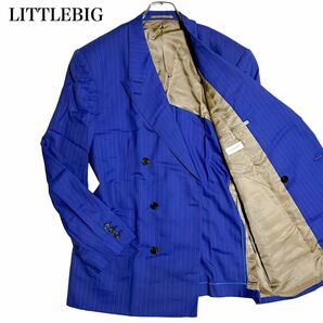 【希少】 LITTLEBIG リトルビッグ ダブルブレストジャケット ストライプ ブルー テーラードジャケット 背抜き