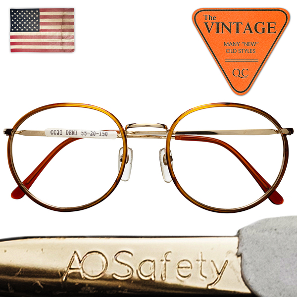 未使用デッド 70's AO アメリカンオプティカル USAヴィンテージ ラウンド フレーム 丸眼鏡 鼈甲セル巻き風 American Optical サングラス 00