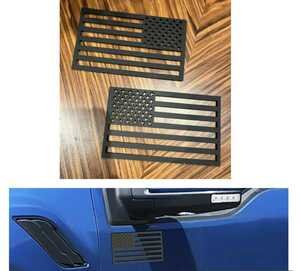 アメリカ国旗　ブラック エンブレムステッカー シール　デカール　アメ車　SUV バイク ハーレー カスタム　左右　2個セット　