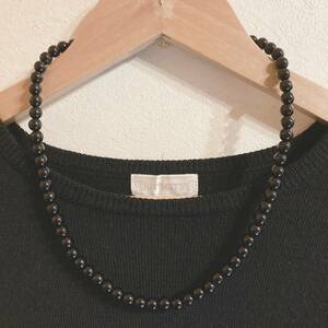 ネックレス　５４ｃｍ　黒　ブラックオニキス風　アクリル　６ｍｍ　フォーマル　軽量　美品☆Vintage jewelry accessoriesk0165