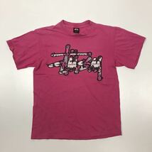 STUSSY ストゥーシー　Tシャツ 半袖 ピンク　Mサイズ_画像1