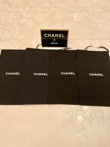 未使用4枚セット シャネル ロゴ 巾着 保存袋 布袋 ポーチ CHANEL 非売品