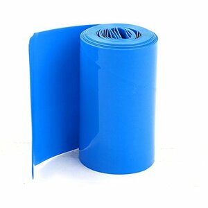 バッテリーラップ PVC 熱収縮チューブ フラット幅50mm 18650 電源 長さ2m ブルー