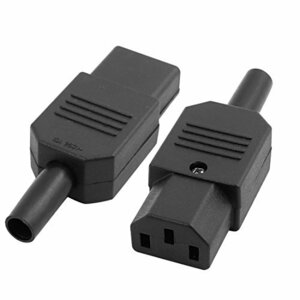 10A AC 250V IEC タイプ Plug C13 Feオス 再配線可能 インライン 電源ソケット コネクタブラック