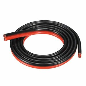 シリコーン樹脂電線 2ワイヤ並列接続 シリコンワイヤー 12AWG 12ゲージ レッド ブラック ツイストワイヤ 標準電線