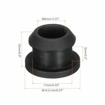 スナップゴムグロメット シール傷防止 電気ボックスケーブルパイプ用 プラグ取付径11 mm 内径8 mm ブラック_画像2