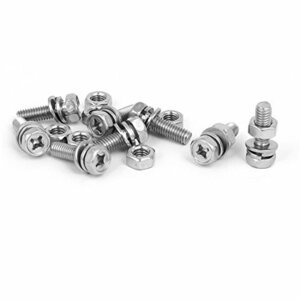 プラス 六角ヘッドねじ 六角ボルトナット ワッシャー 304ステンレススチール M6 x 20mm