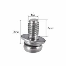 パンヘッド機械ネジ M4x8mm ステンレス鋼 十字穴 スプリングワッシャー 10個入り_画像2