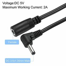 DC電源アダプタ延長ケーブル DC 3.5x1.35mmオス-メス プラグ ジャック L字型コード オン/オフスイッチ付き LED ストリップ IP_画像3