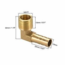 バーブホースフィッティング 10 mmバーブ-3/8 PT オス 90度エルボ 真鍮_画像2