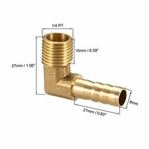 バーブホースフィッティング 8 mmバーブ-1/4 PT オス 90度エルボ 真鍮 パイプアダプターコネクター_画像2