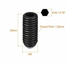 ボールポイントグラブ止めねじ 5個 M8 x 20mm 高炭素鋼 メートル法 スプリング_画像2