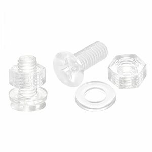 M6 x 16mm プラス小ネジ ナット ナットと平ワッシャー付き プラスチック PC皿頭小ボルト 透明