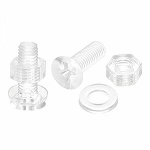 M5 x 16mm プラス小ネジ ナット ナットと平ワッシャー付き プラスチック PC皿頭小ボルト 透明