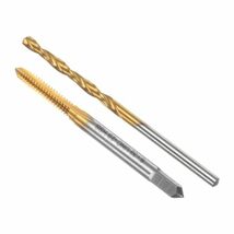 タップ＆ドリルビットセット 6-32 UNC ストレートフルートスレッドタップと1/9”（2.8mm）ねじれドリルビット チタンコーティング_画像1