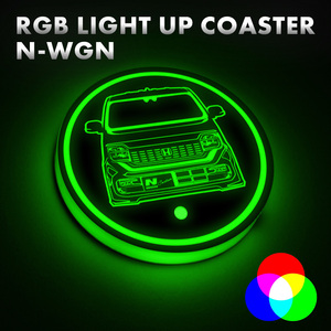 N-WGN NWGN Nワゴン カスタム JH3 JH4 7色 自動発光 RGB LEDコースター 丸型 USB充電(印刷)