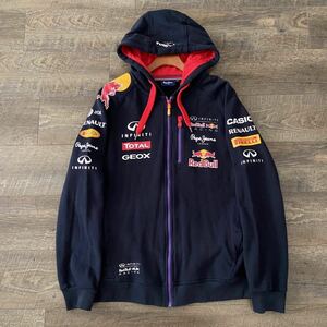 希少 極美品 pepe jeans RED BULL F1 スポンサープリント チームスタッフ スウェット パーカー M 紺 レッドブル レーシング 支給品 メンズ