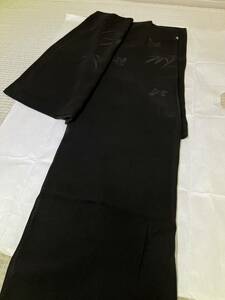 長羽織　正絹　絽　竹笹　雀　紐付き　一つ紋付き　黒色地　着物　和服　和装　着物コーデ　リメイク　衣装　百貨店　高級