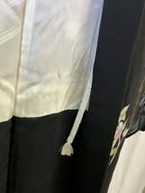羽織り　正絹　カラフル　ぼかし　花　華　枝葉　紐付き　黒色地　着物　和服　和装　着物コーデ　リメイク　衣装　百貨店　高級_画像6