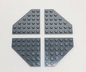 【新品未使用】レゴ　LEGO　プレート　ウェッジプレート　コーナーカット　コーナーなし　6x6 ダークグレー　4枚　６×６