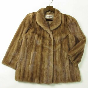 r6f022610★Nakamura Fur パステルミンク コート 着丈74cm 17.5号