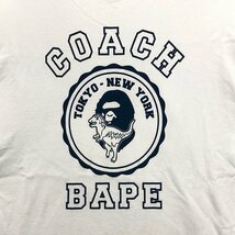 BAPE エイプ×COACH コーチ College Tee カレッジ ロゴ プリント 半袖Ｔシャツ ホワイト サイズXL 正規品 / B4598_画像2