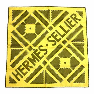 HERMES エルメス シルク スカーフ プチカレ45 SELLIER セリエ バンダナ イエロー/ライトグリーン 正規品 / 33623