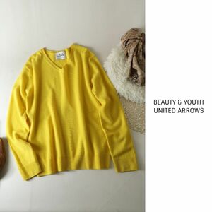 1万☆ユナイテッドアローズ/BEAUTY & YOUTH☆ウールカシミヤ 12Gテンジク Vネックニット☆M-B 0789