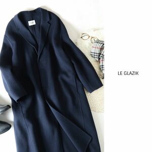 4.3万☆B shop/ル・グラジック LE GLAZIK☆タスマニアラムウールリバーコート 36サイズ☆A-O 0699