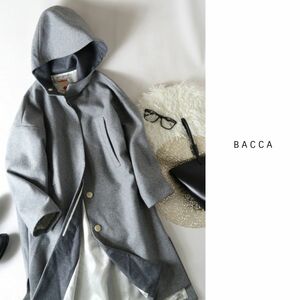 5.9万☆トゥモローランド/バッカ BACCA☆ウールカシミヤメルトン フーデッドコート 38サイズ 日本製☆A-O 0750