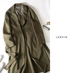 16万☆ランバン LANVIN☆120’sメリノウール カシミヤ混ビーバー ベルテッドWフェイスロングコート 52サイズ 日本製☆A-O 0651