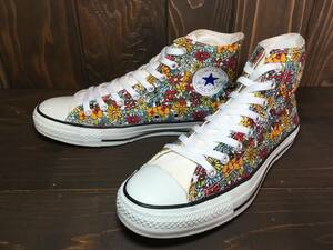 ★CONVERSE コンバース ALL STAR オールスター HI 白 花柄 フラワー 26.5cm Used 検 ローカット スケートボーディング チャック テイラー