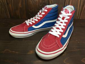 ★VANS バンズ US企画 SK8 HI スケート 30周年記念モデル 青×赤×白 26.5cm Used検 30th スリッポン オールドスクール ハーフキャブ