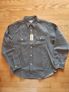 新作　送料込★東洋SUGARCANE シュガーケーン　SC27853 HICKRY STRIPE WORK SHIRT ヒッコリーストライプ 長袖ワークシャツ　ブラック　XL