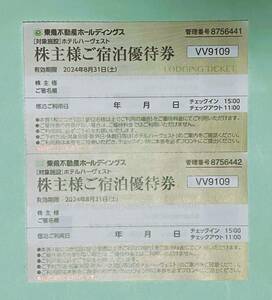 ◇東急不動産ホールディングス ホテルハーヴェスト 宿泊優待券（1セット2枚）